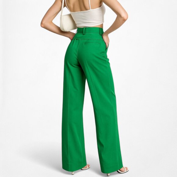 Zara Green High Waisted Button Front Detail Straight Leg Pants Size XS/S - Picture 3 of 9